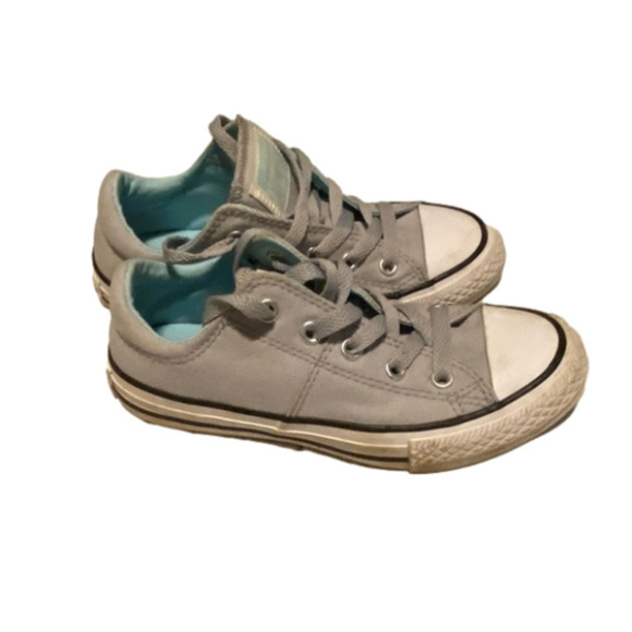 Girls Converse All-star Size 13 Euc Grey/Teal sneakers shoes - Picture 1 of 5